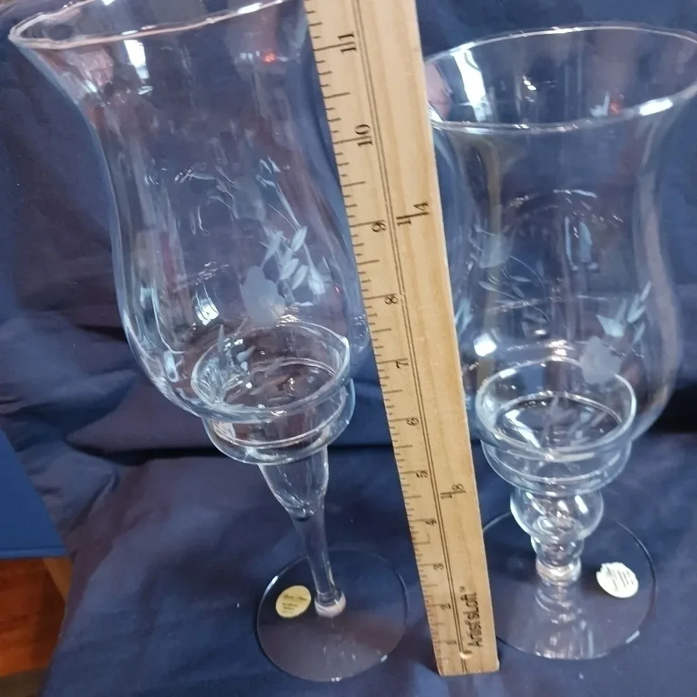 Princess house heritage pillar candle holder hurricane lamps lot of 2